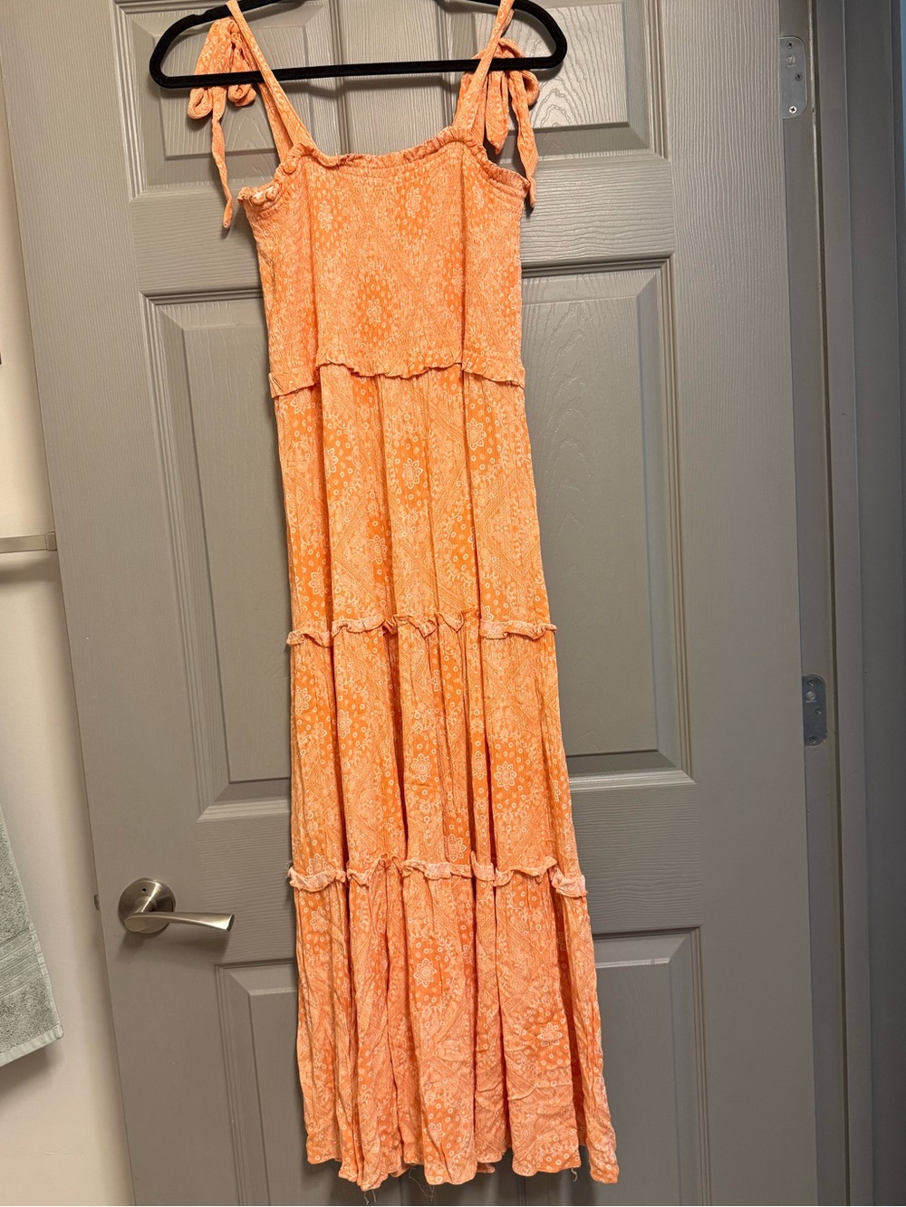 Lush Orange Smocked Floral-Print Maxi Dress